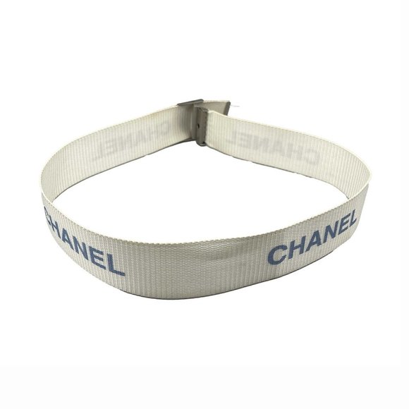 CHANEL - Vintage 99S 1999 Logo Adjustable Nylon Web - White - XS/S - Belt - Picture 8 of 11
